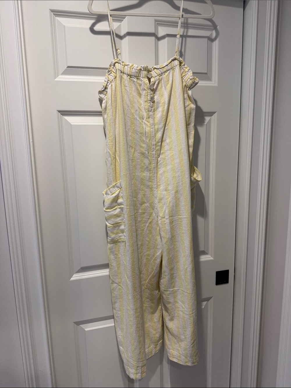 Stoney Clover Lane Yellow & White Striped Spaghetti Strap Jumpsuit